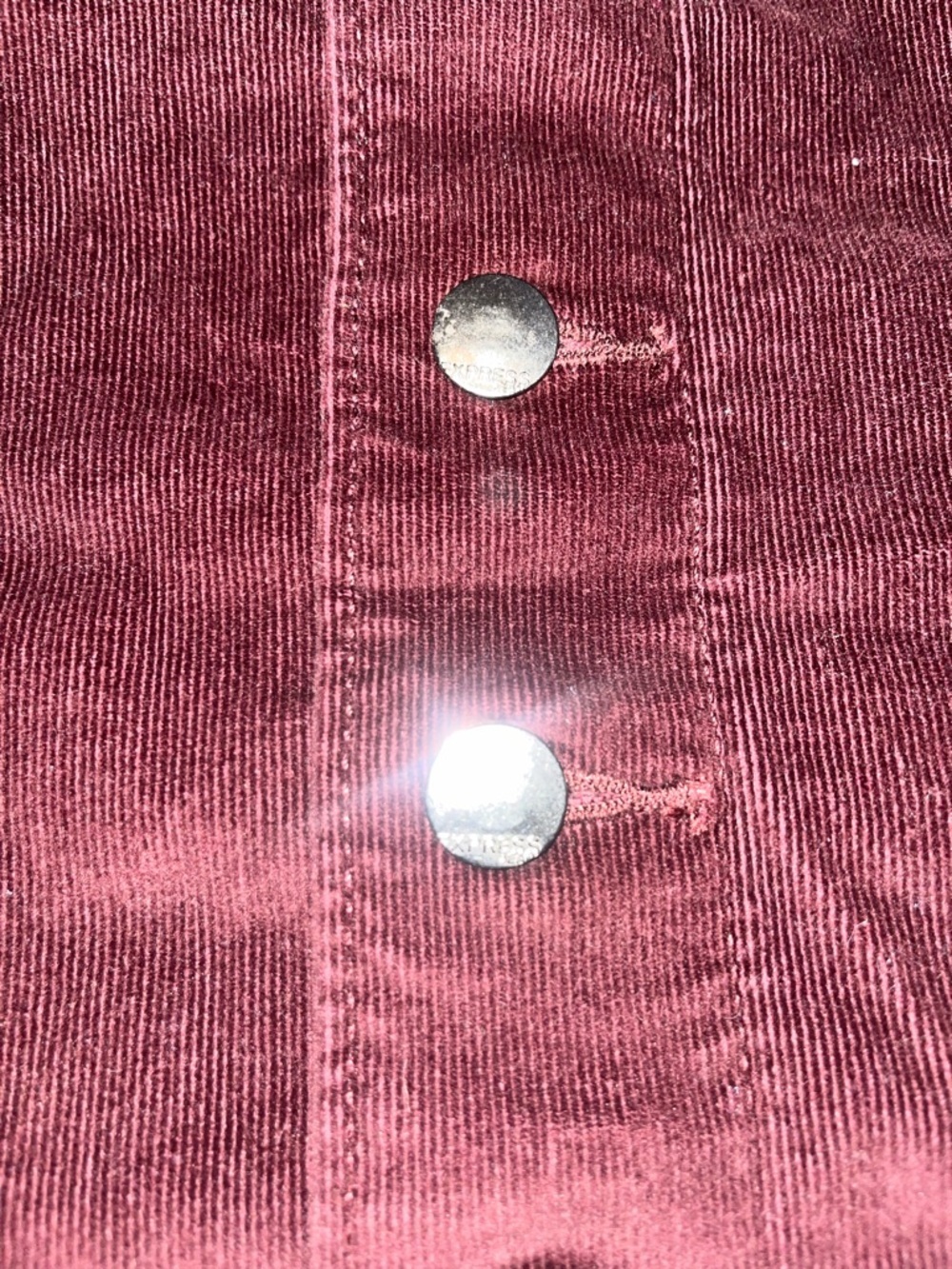 Express Button-Front Corduroy Mini Skirt in Deep Burgundy - Picture 4 of 6